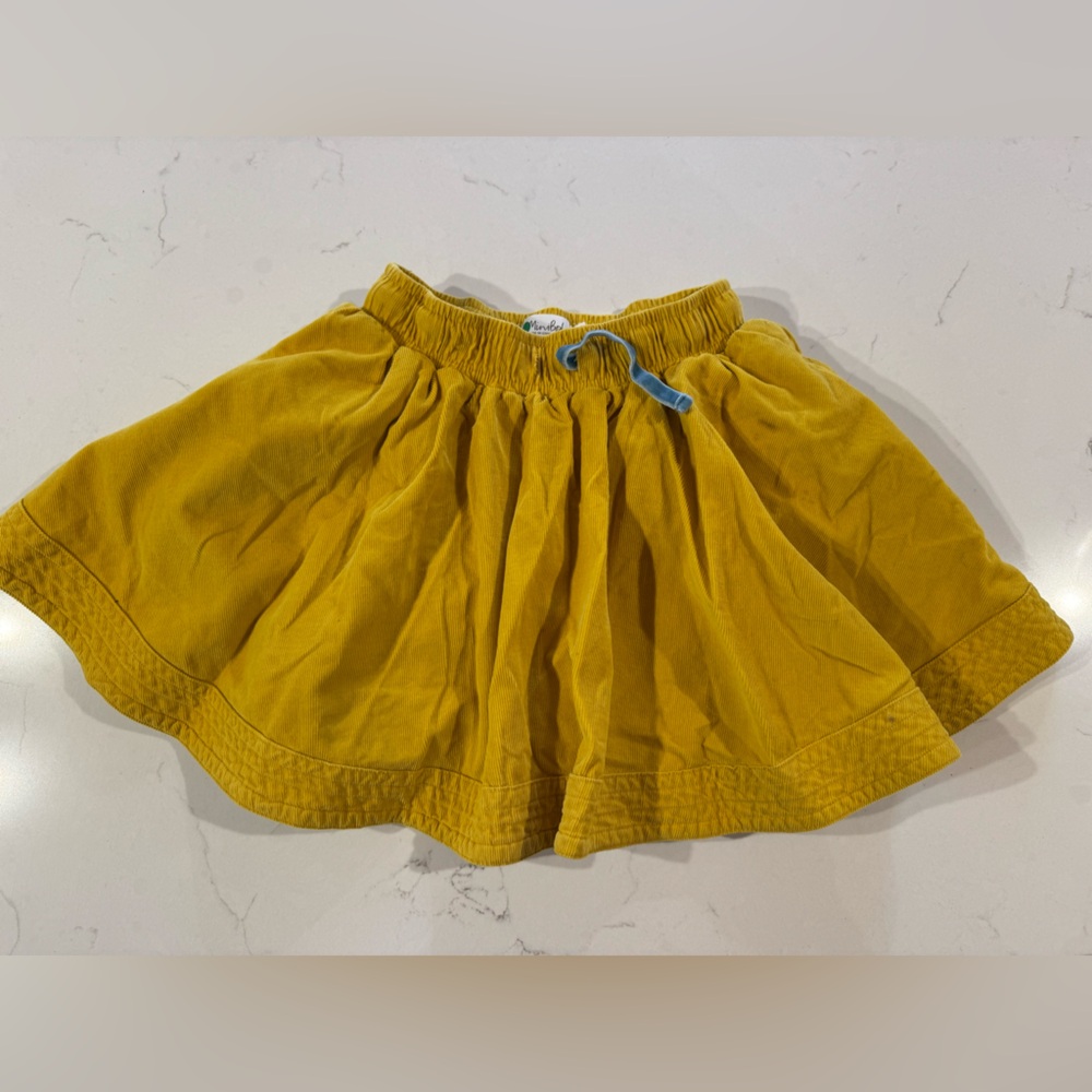 Mini Boden Mustard Corduroy Skirt with Floral Lining